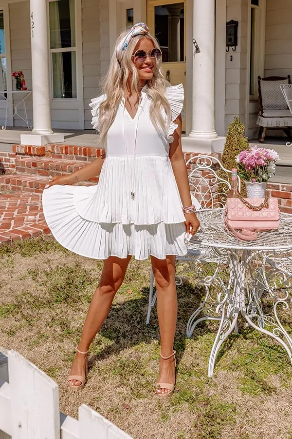 After Work Social Pleated Dress In White