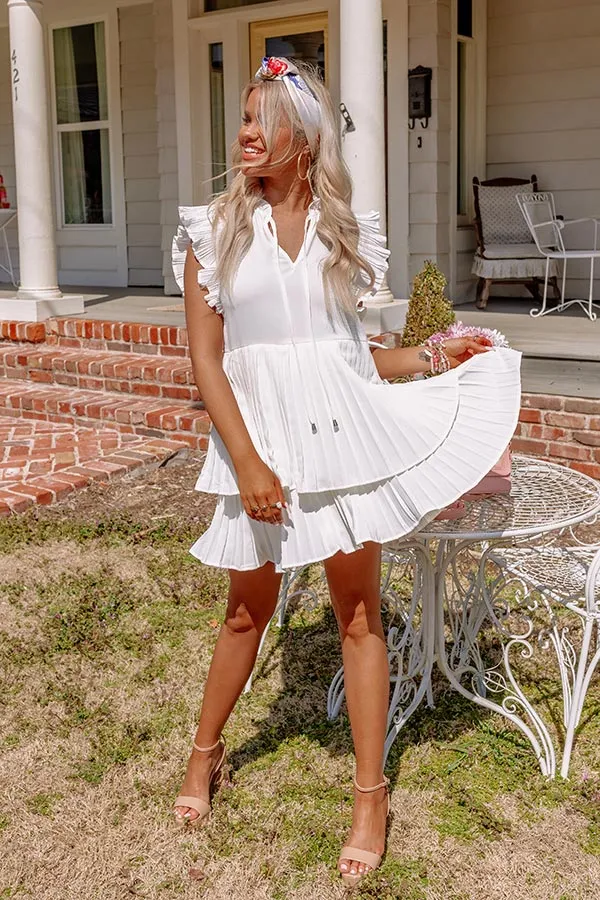 After Work Social Pleated Dress In White