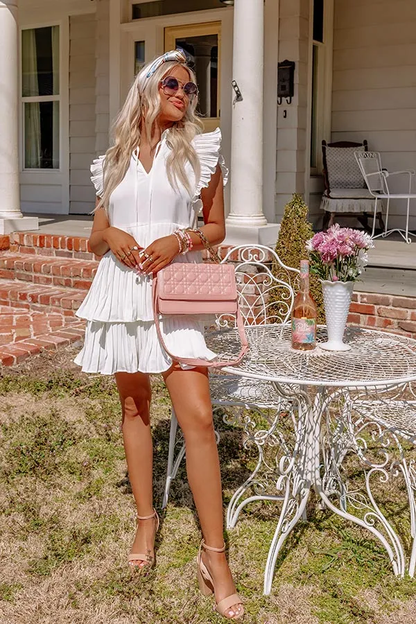 After Work Social Pleated Dress In White