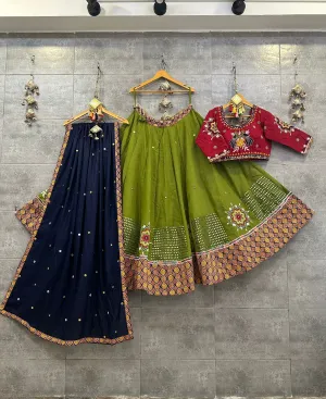 Beautiful Designer Cotton Gamthi Work Chaniya Choli