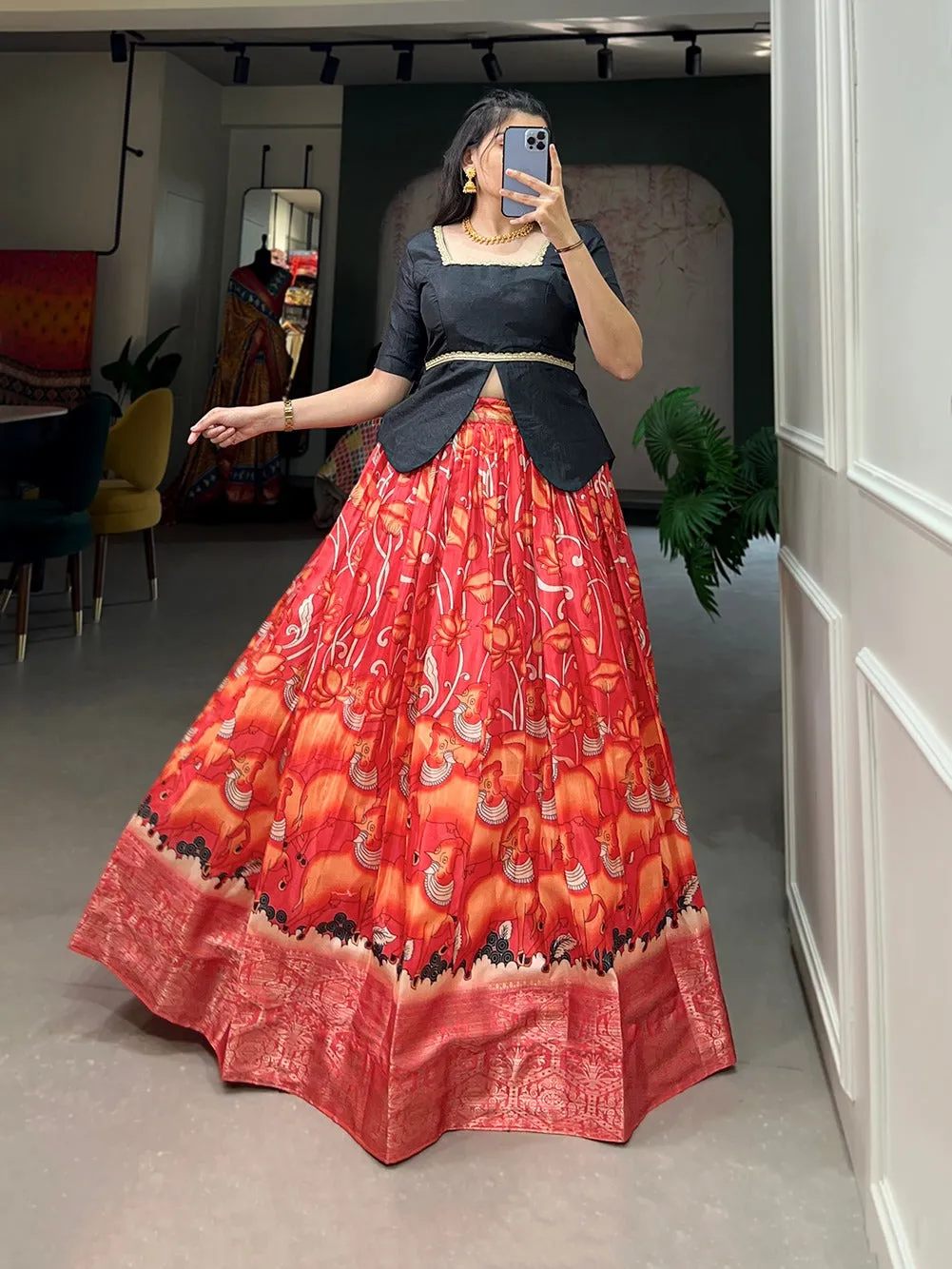 Beautiful Designer Dola Silk two Piece Lehenga Choli