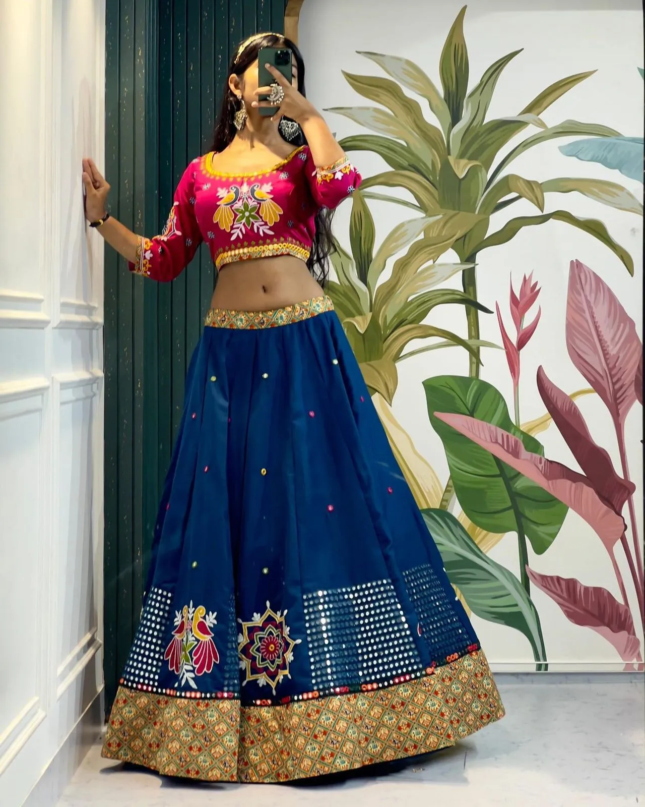 Beautiful Designer Navratri Cotton Gamthi Work Chaniya Choli