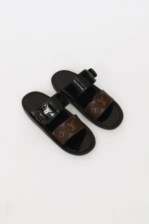 Black & Brown Monogram Sunbath Flat Mules