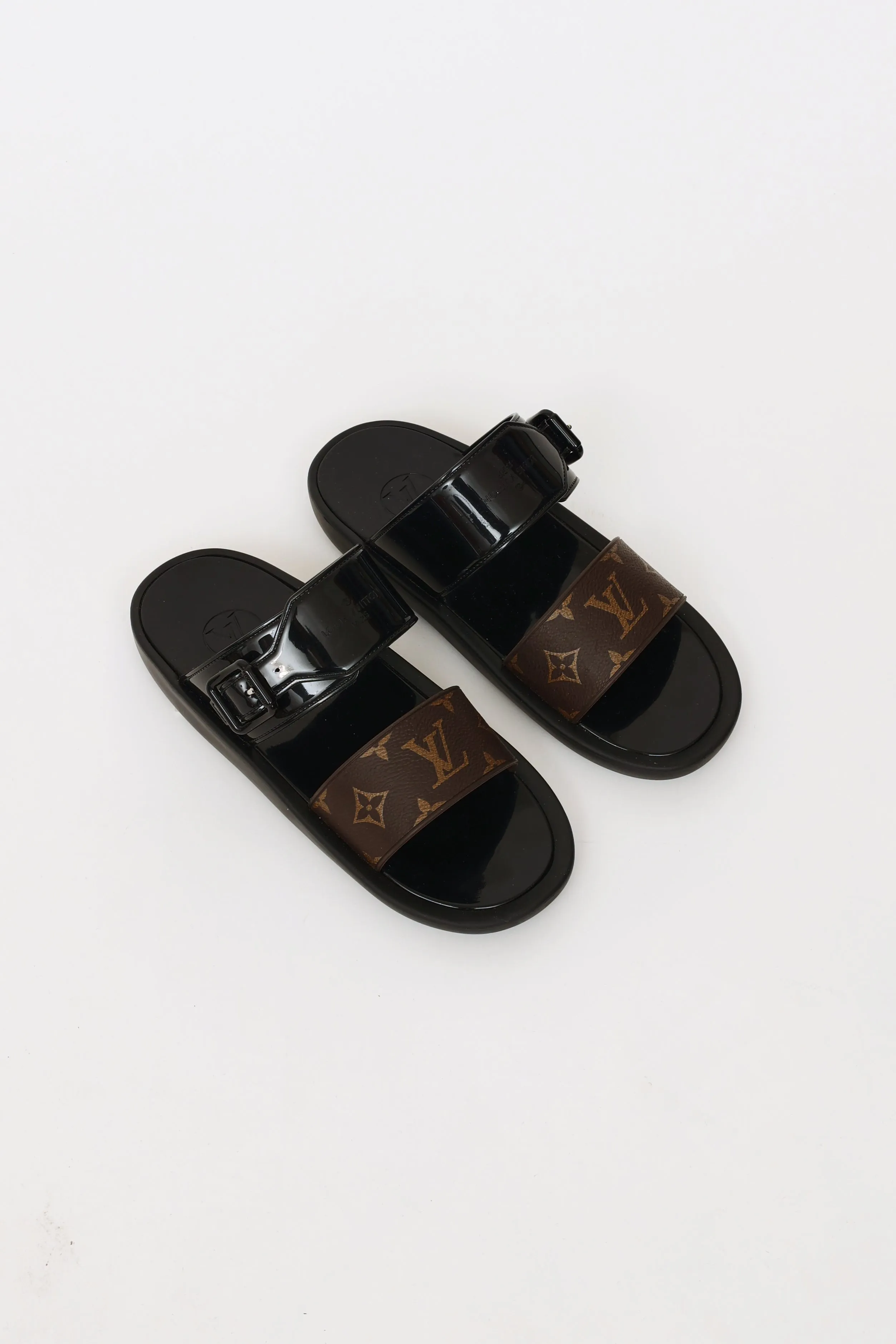 Black & Brown Monogram Sunbath Flat Mules