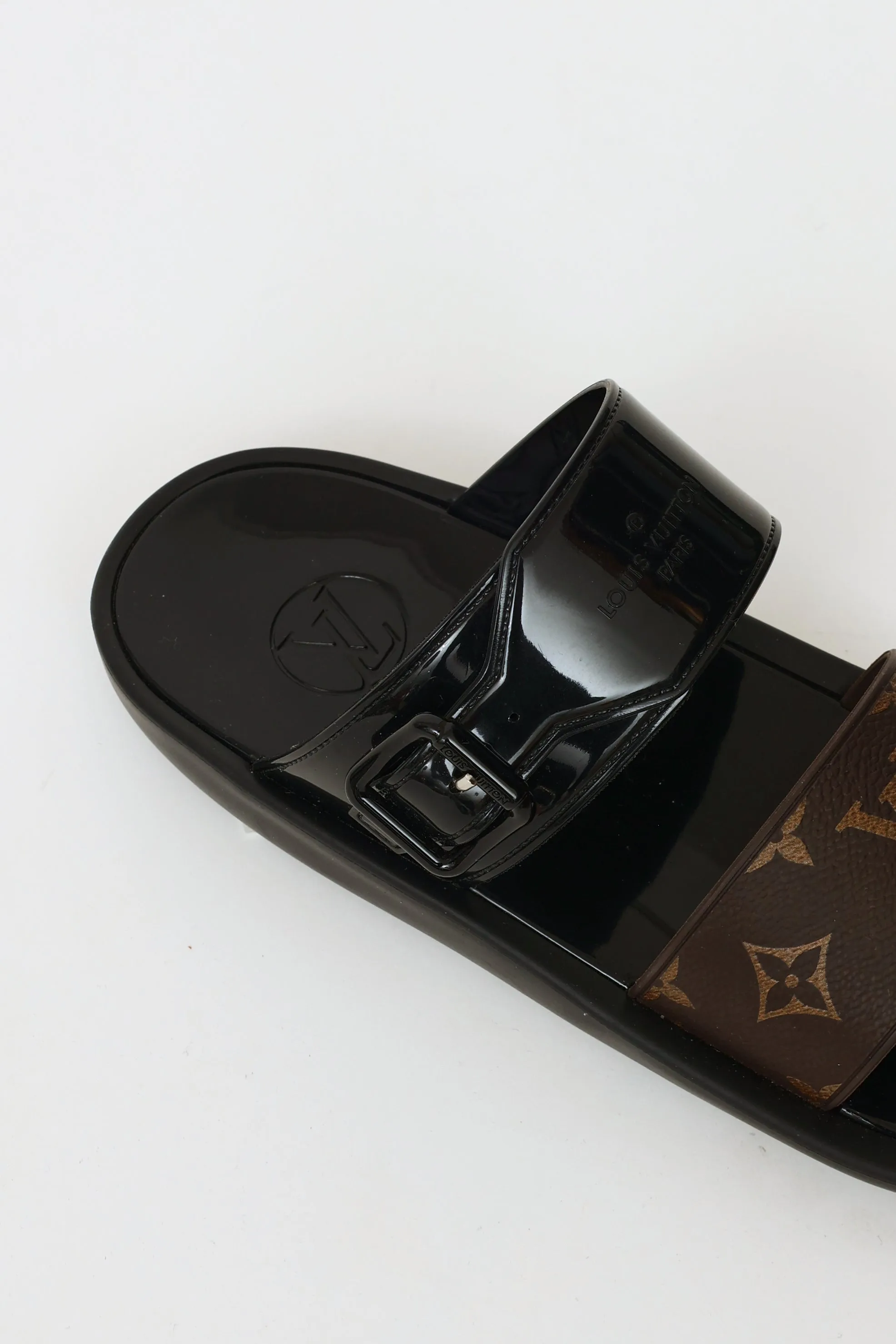 Black & Brown Monogram Sunbath Flat Mules