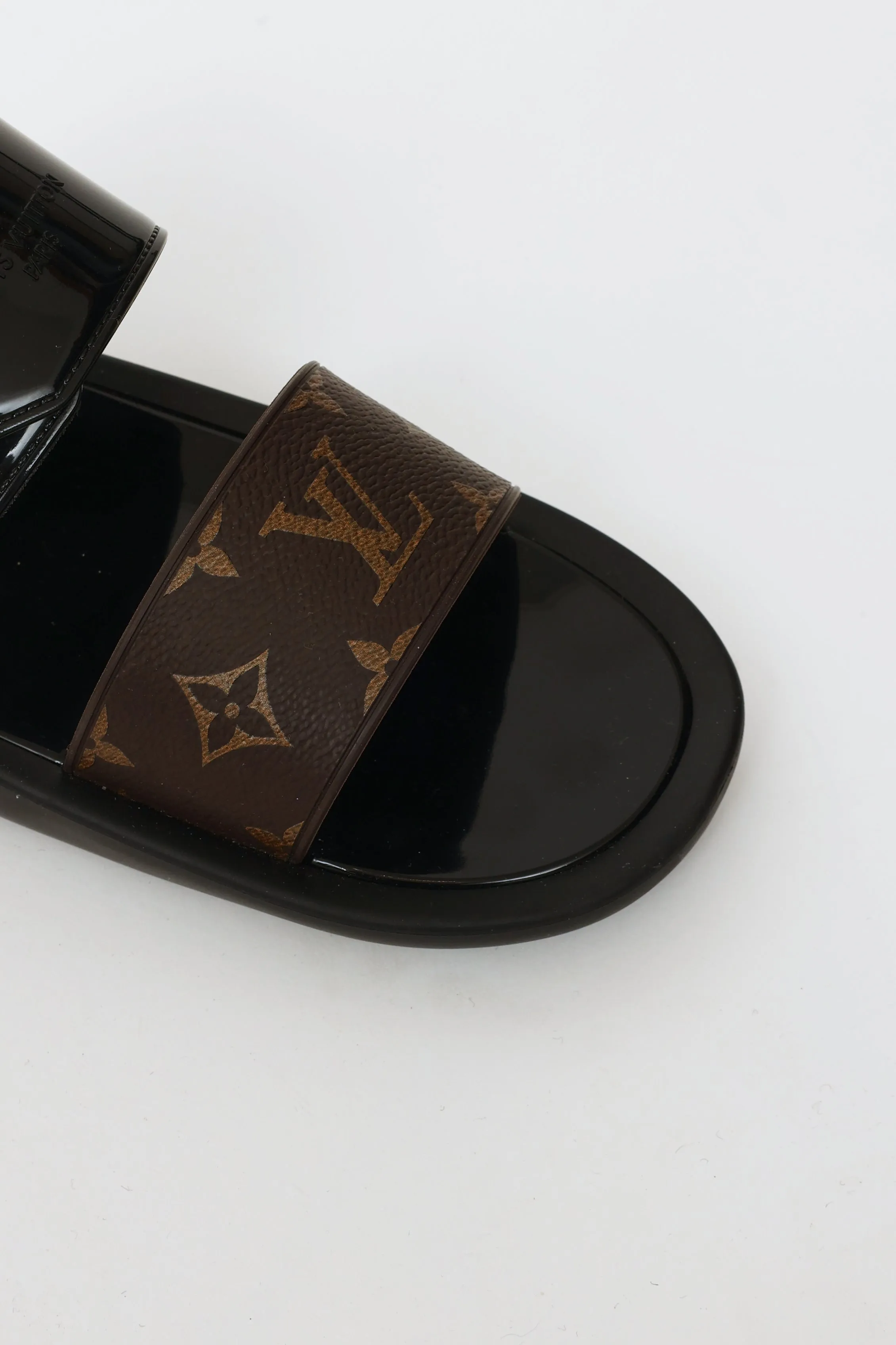 Black & Brown Monogram Sunbath Flat Mules