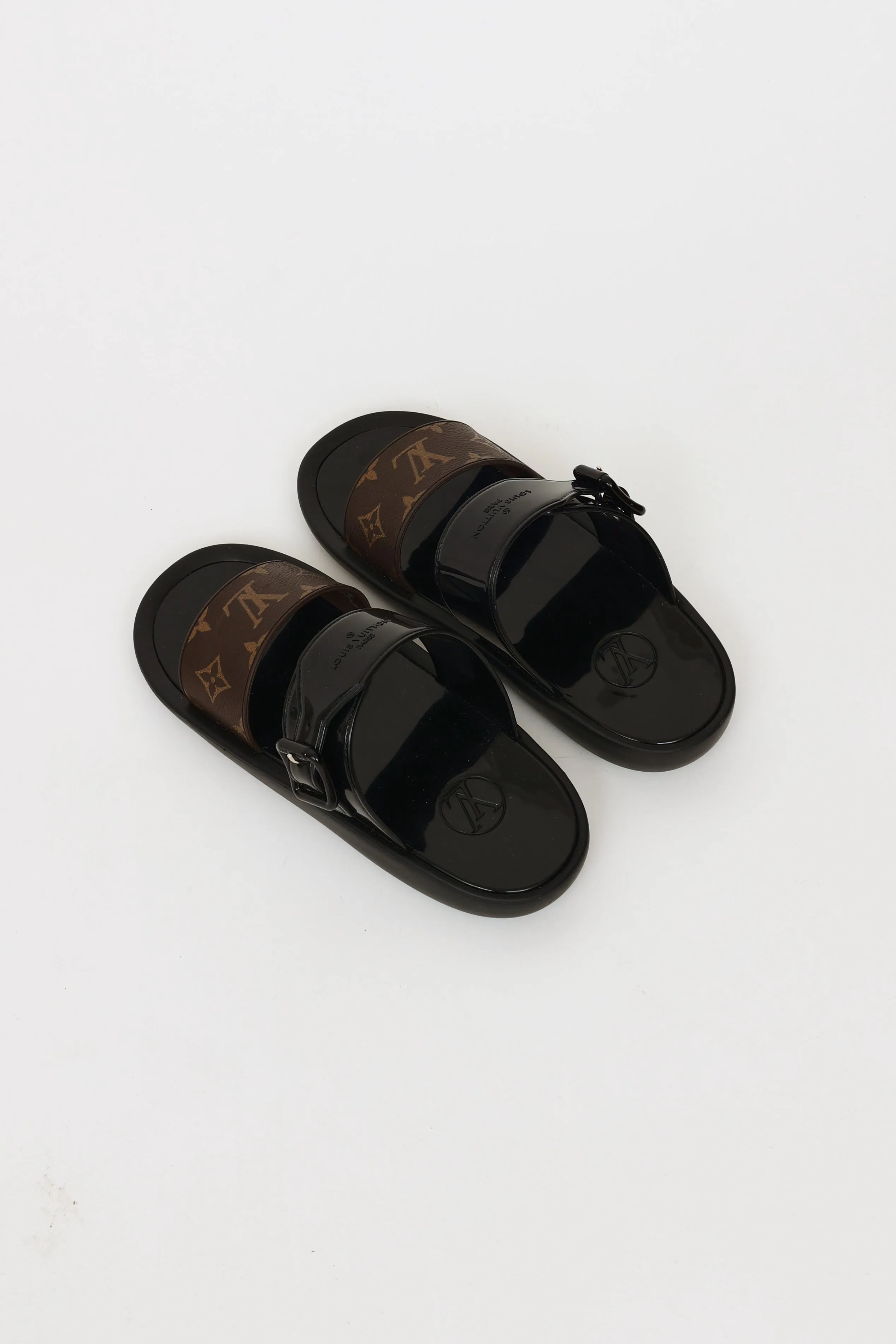 Black & Brown Monogram Sunbath Flat Mules