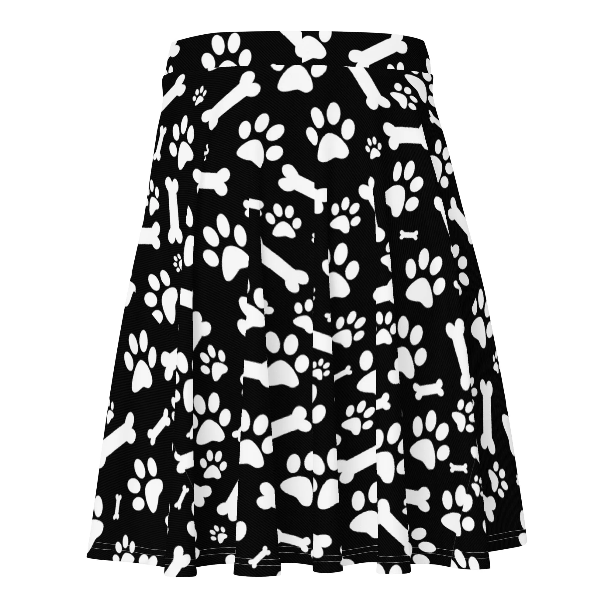 Black and White Paws Skater Skirt