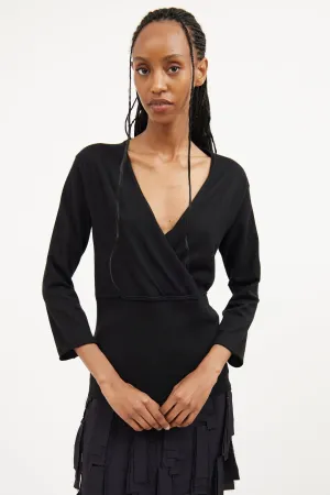 Black Crossover Cashmere Top