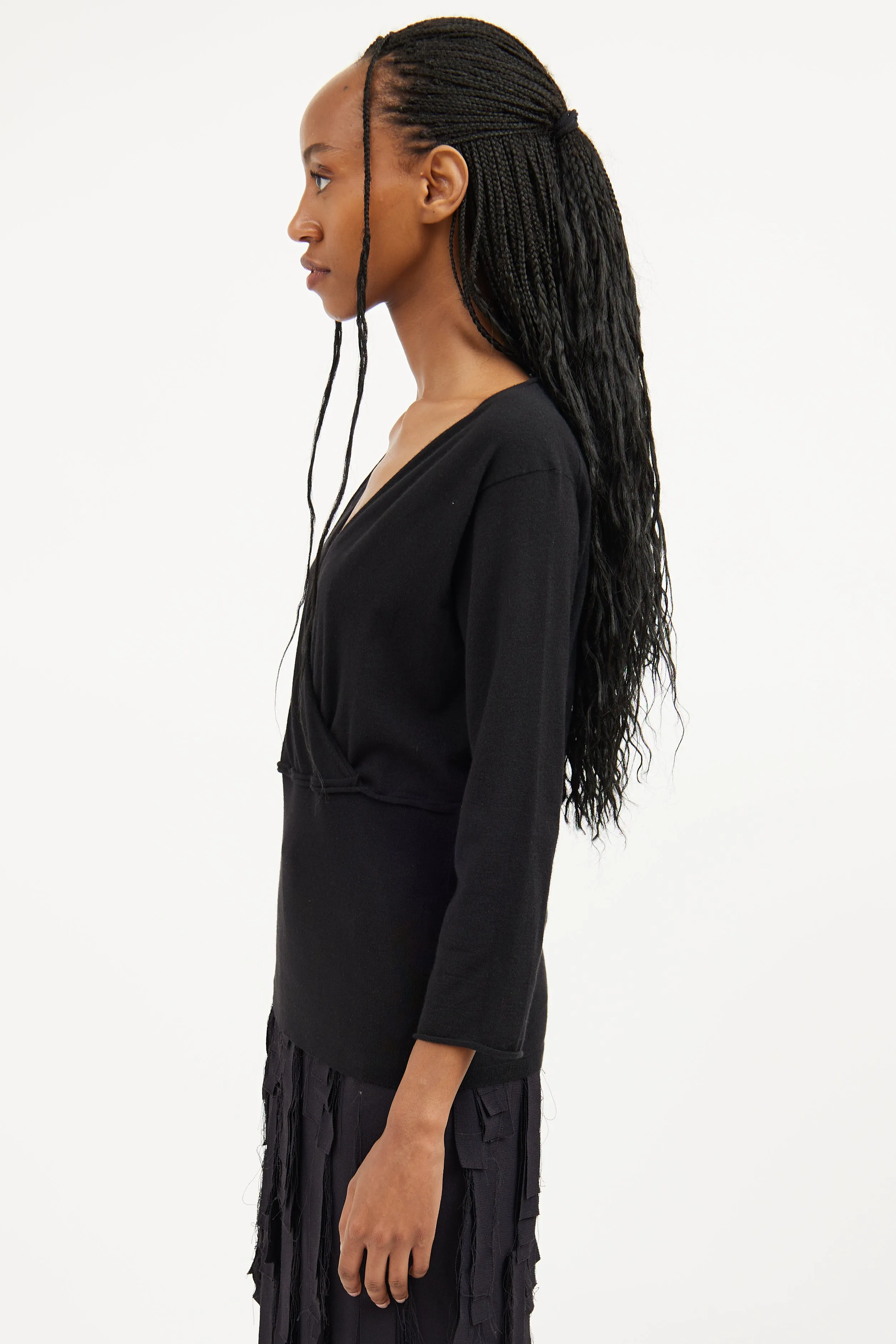 Black Crossover Cashmere Top