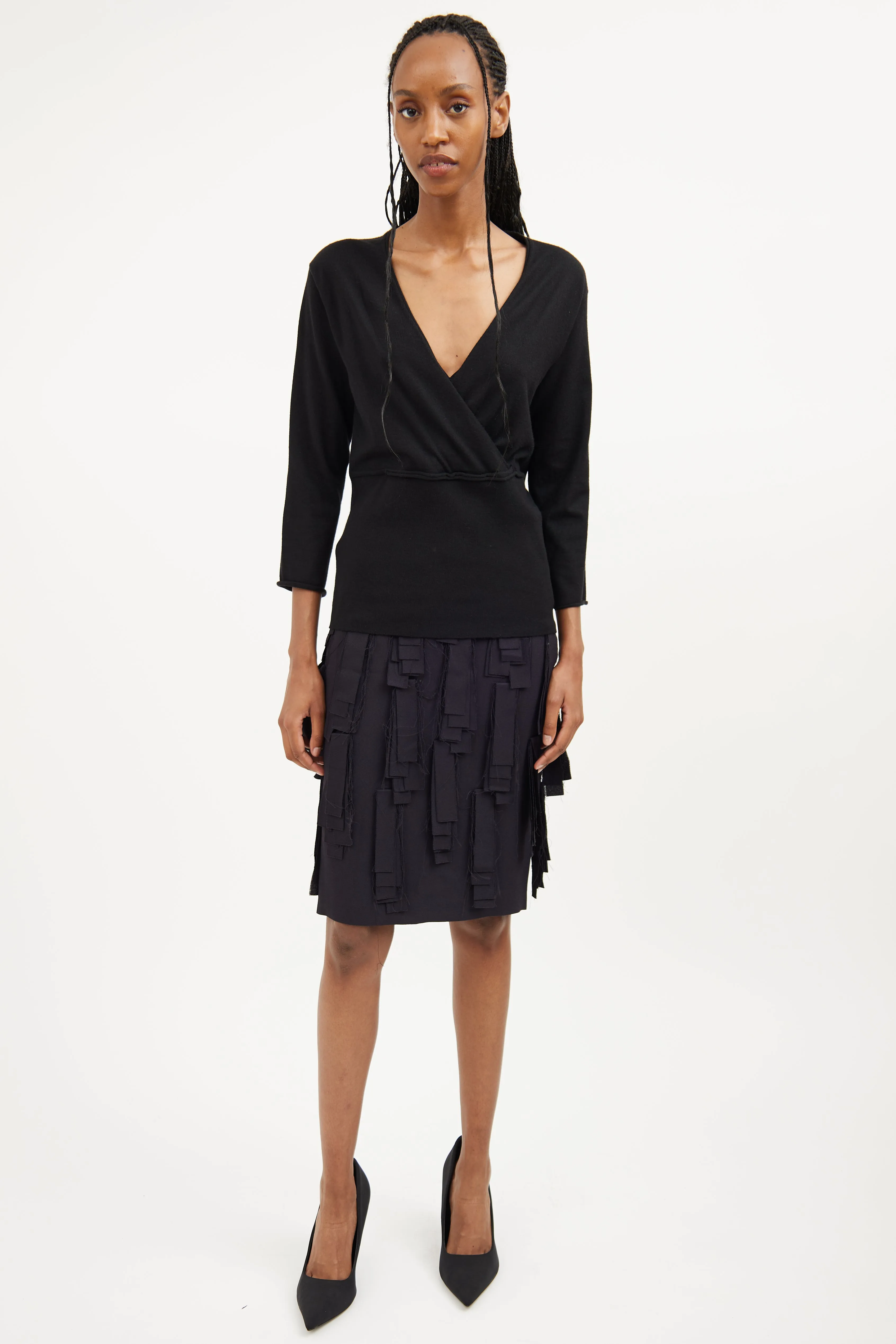 Black Crossover Cashmere Top