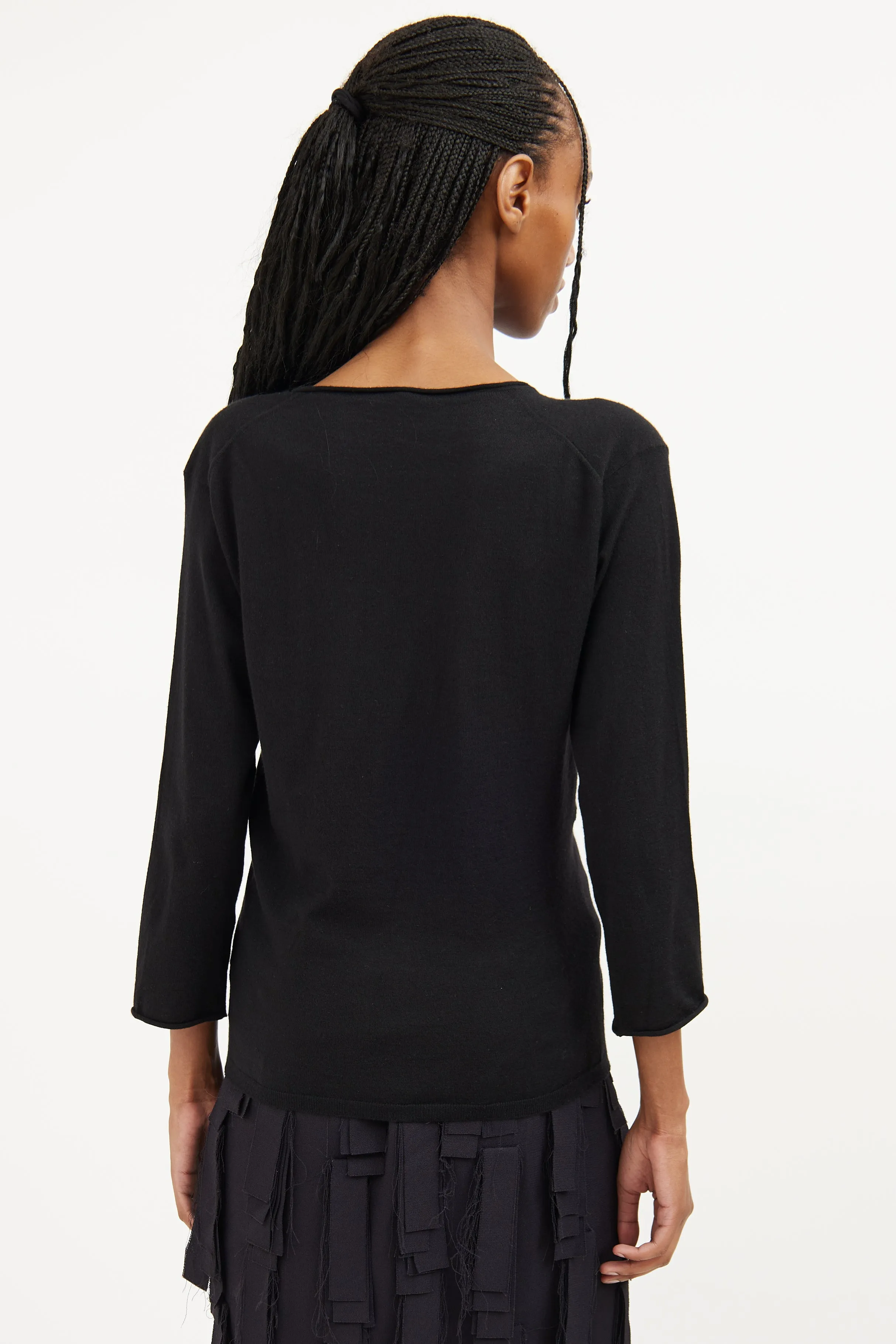 Black Crossover Cashmere Top
