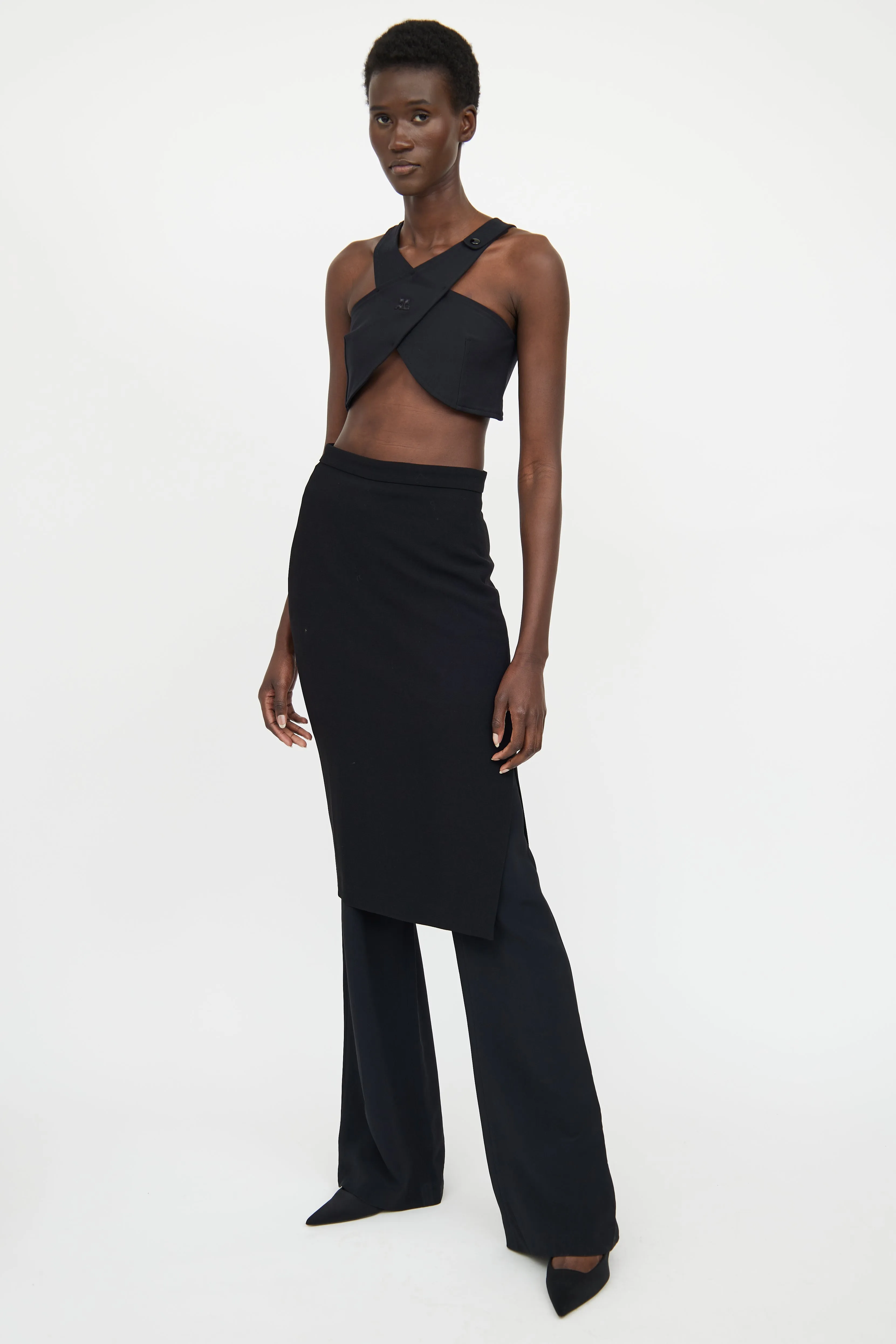 Black Crossover Crop Top