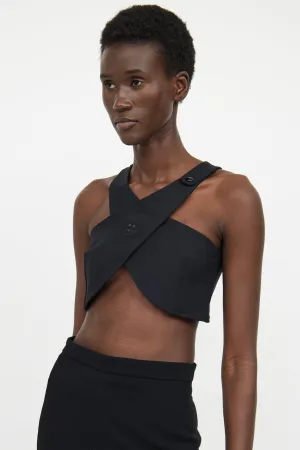 Black Crossover Crop Top