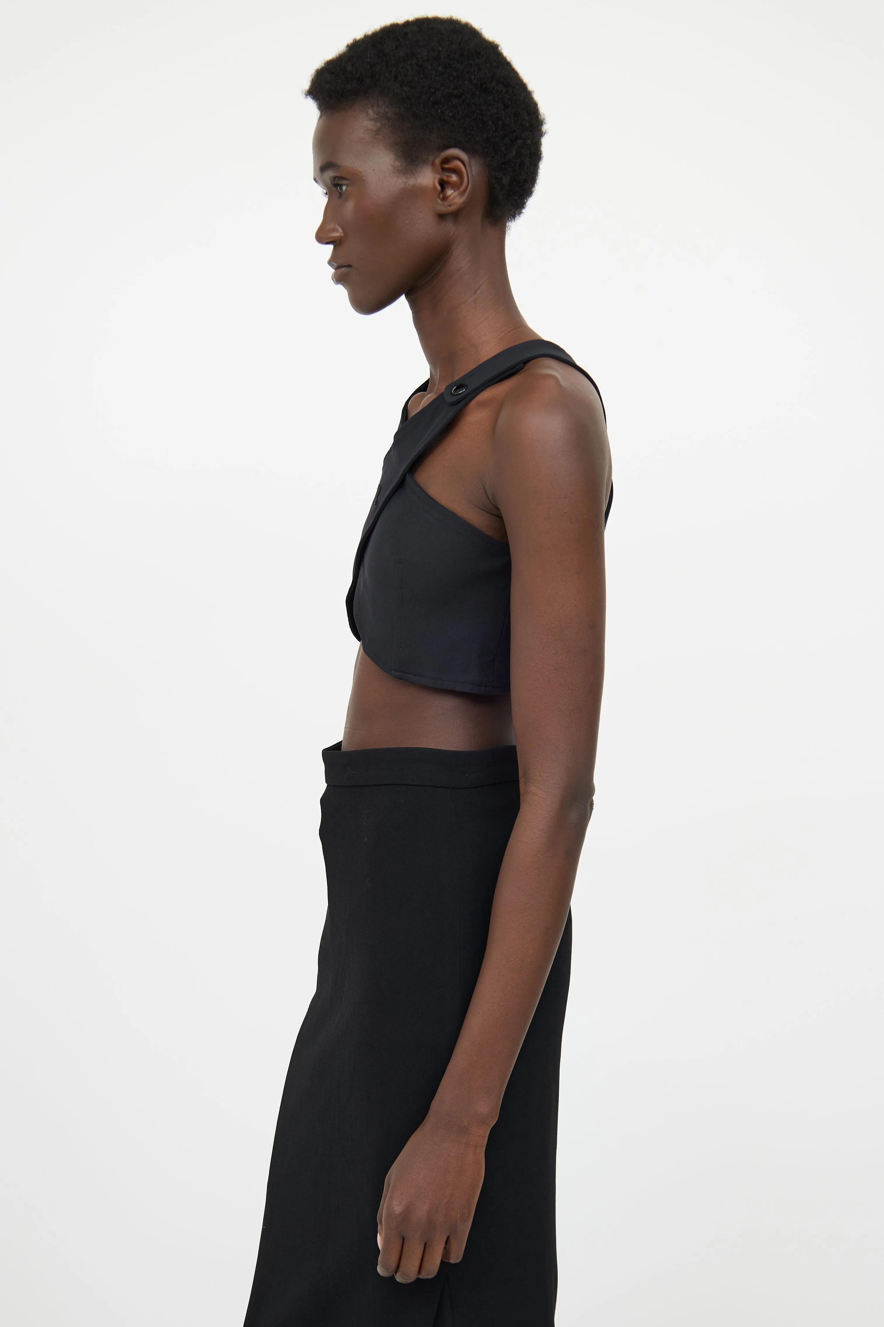Black Crossover Crop Top