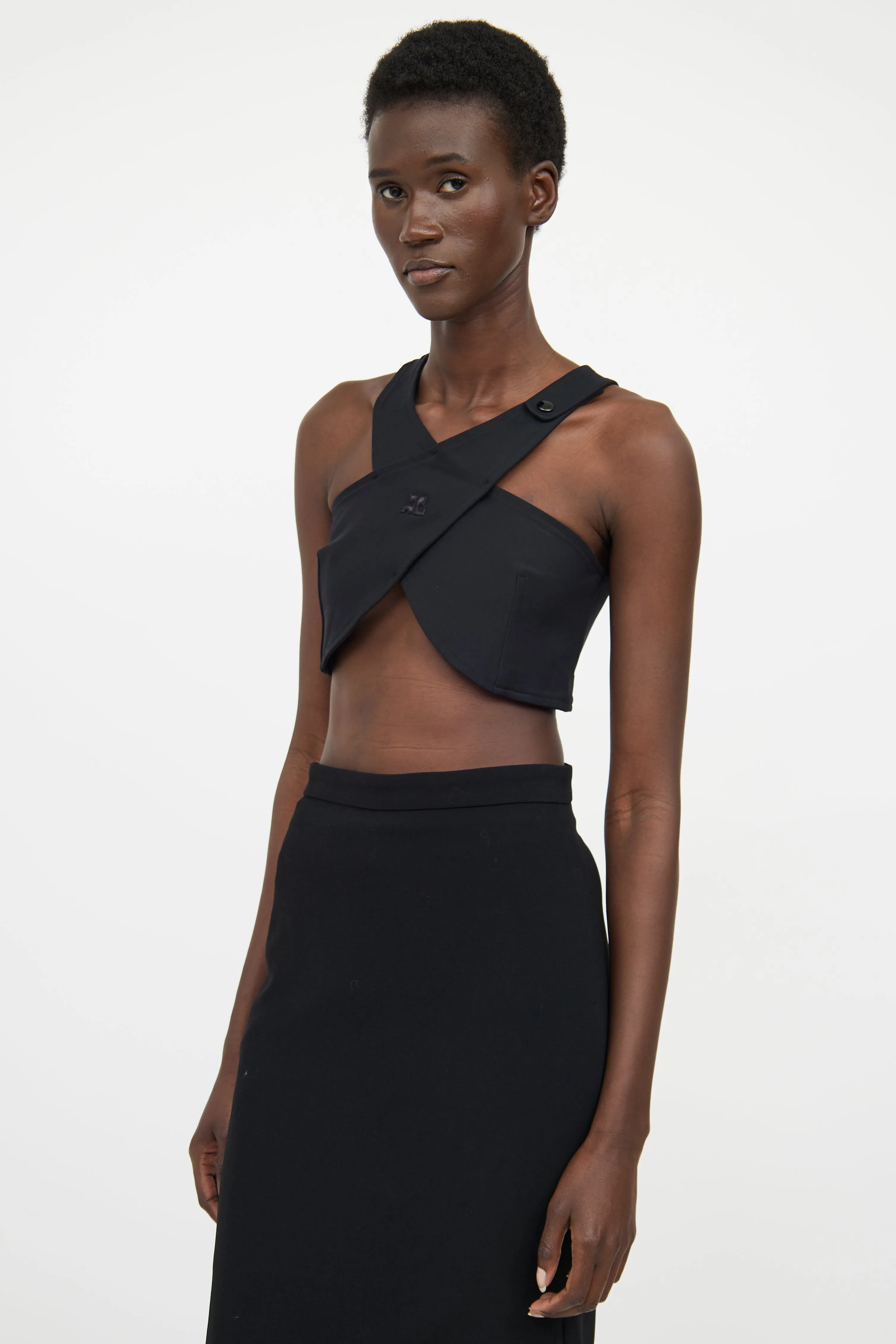 Black Crossover Crop Top