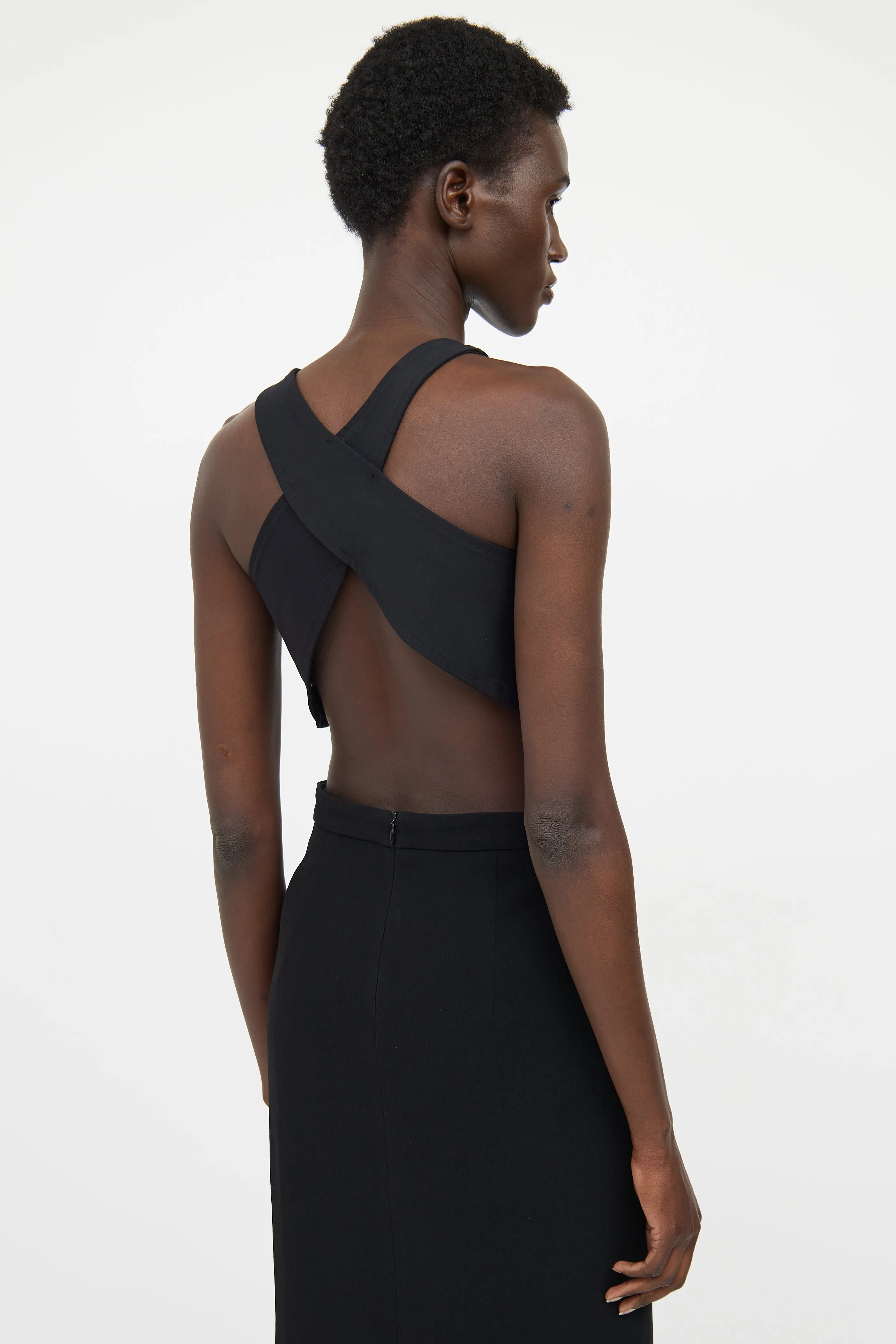 Black Crossover Crop Top