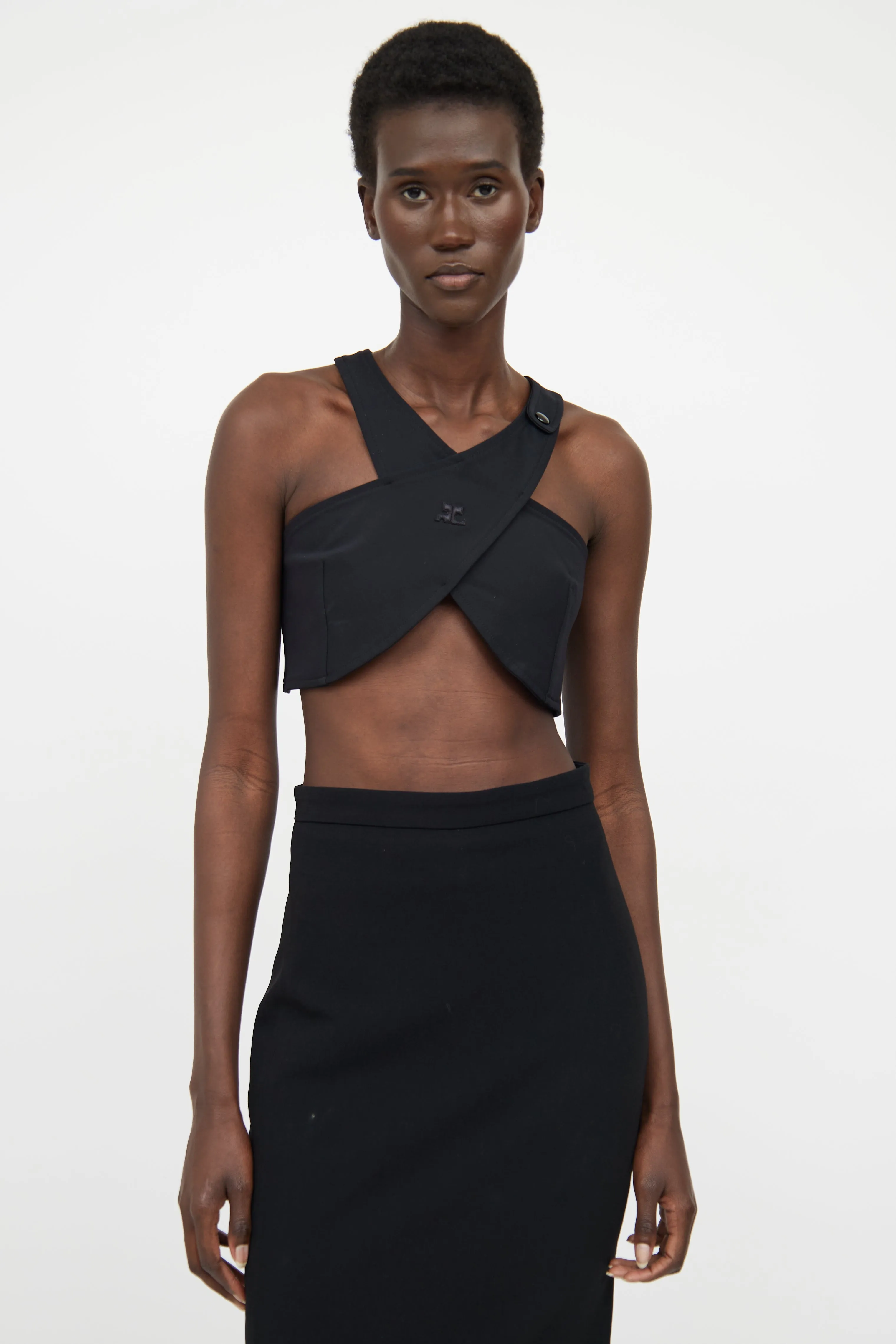 Black Crossover Crop Top
