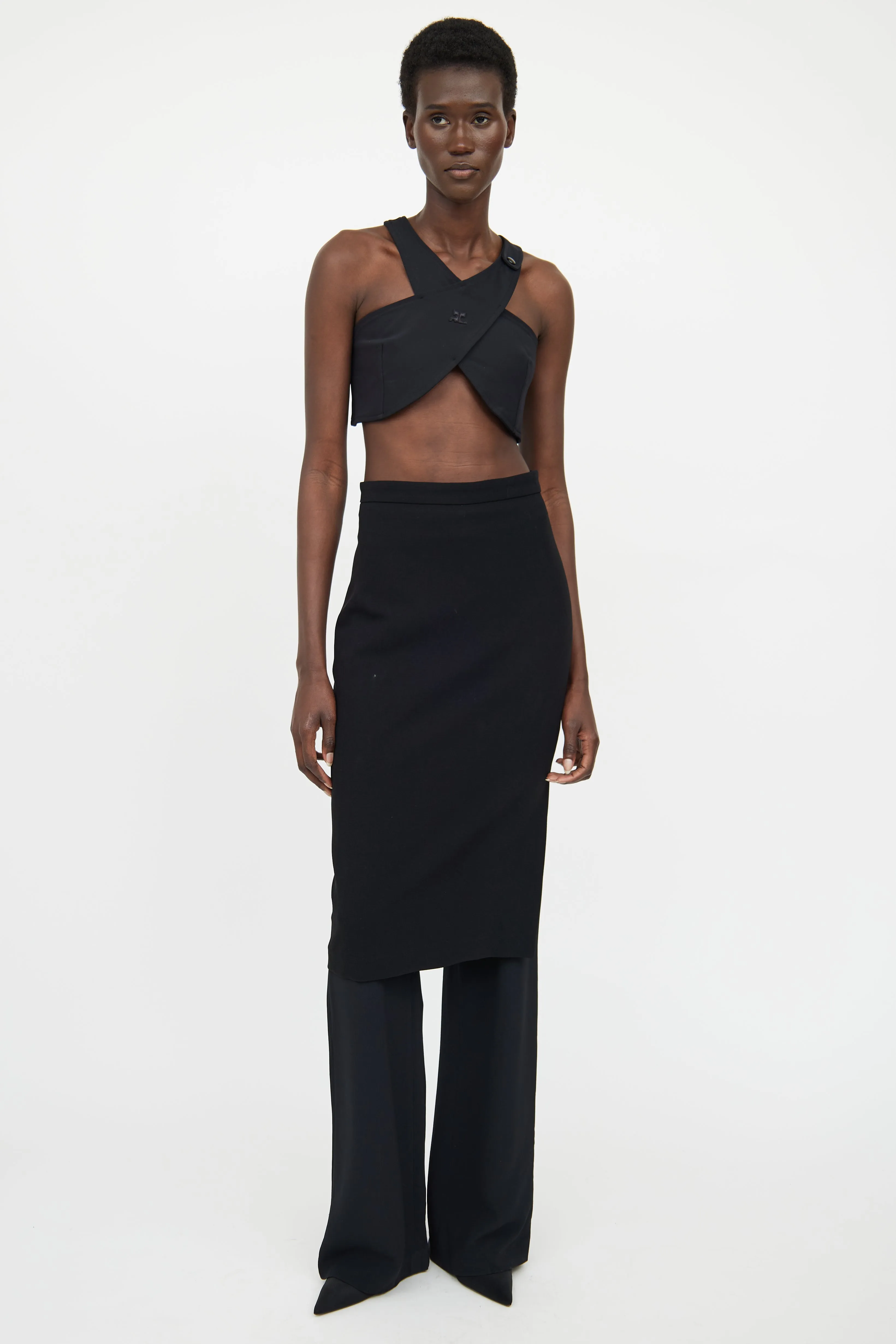 Black Crossover Crop Top