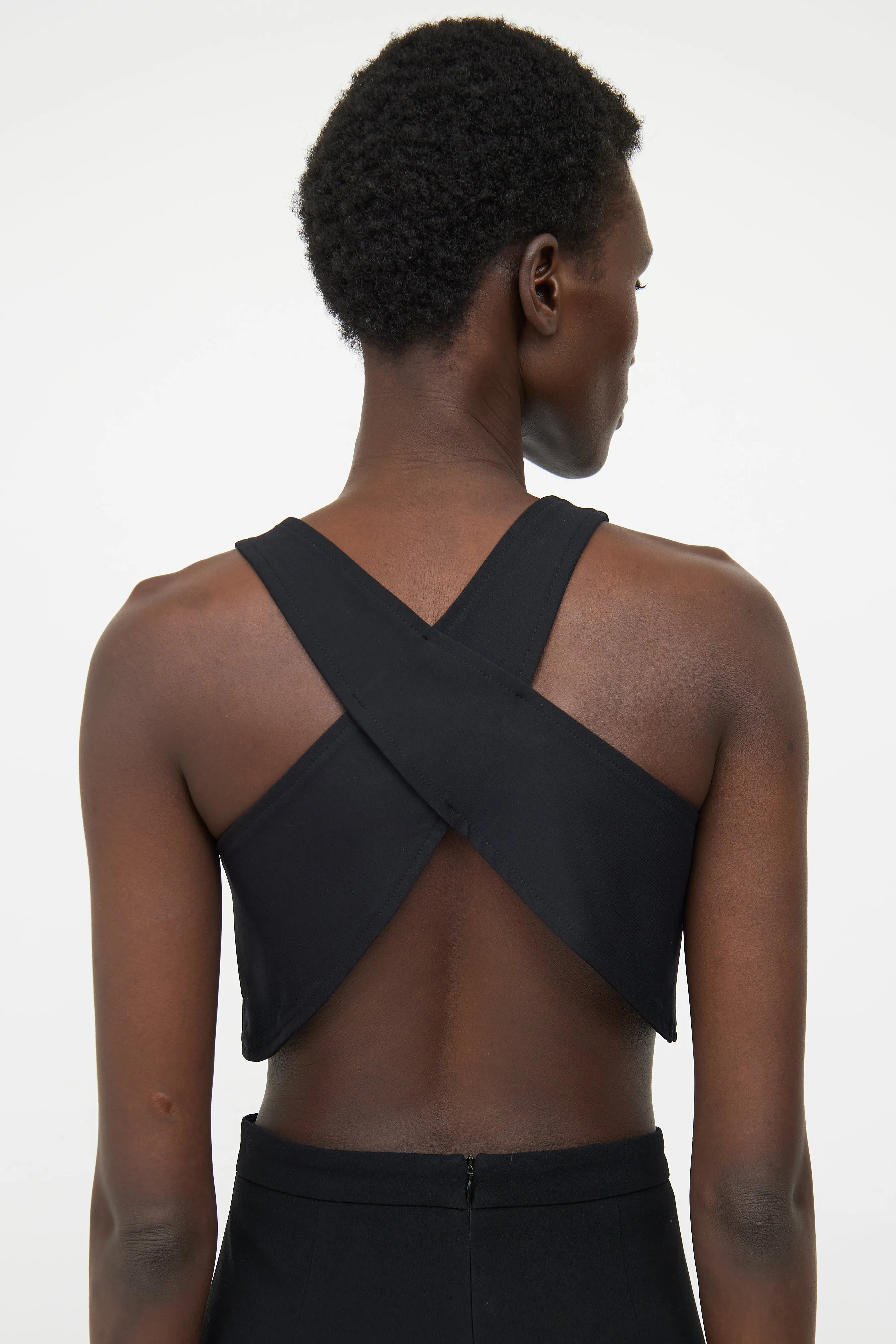 Black Crossover Crop Top