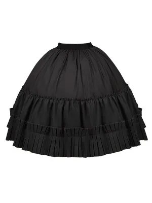 Black Elastic Waist Underskirt Box Pleat Hemline Skirt