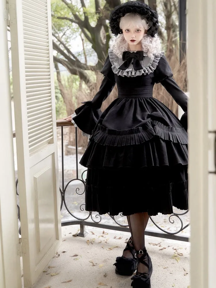 Black Elastic Waist Underskirt Box Pleat Hemline Skirt