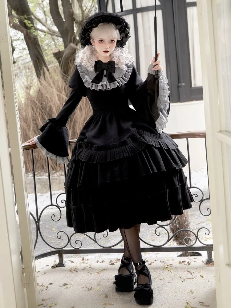 Black Elastic Waist Underskirt Box Pleat Hemline Skirt