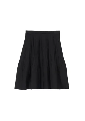 BLACK FLARED KNIT SKIRT
