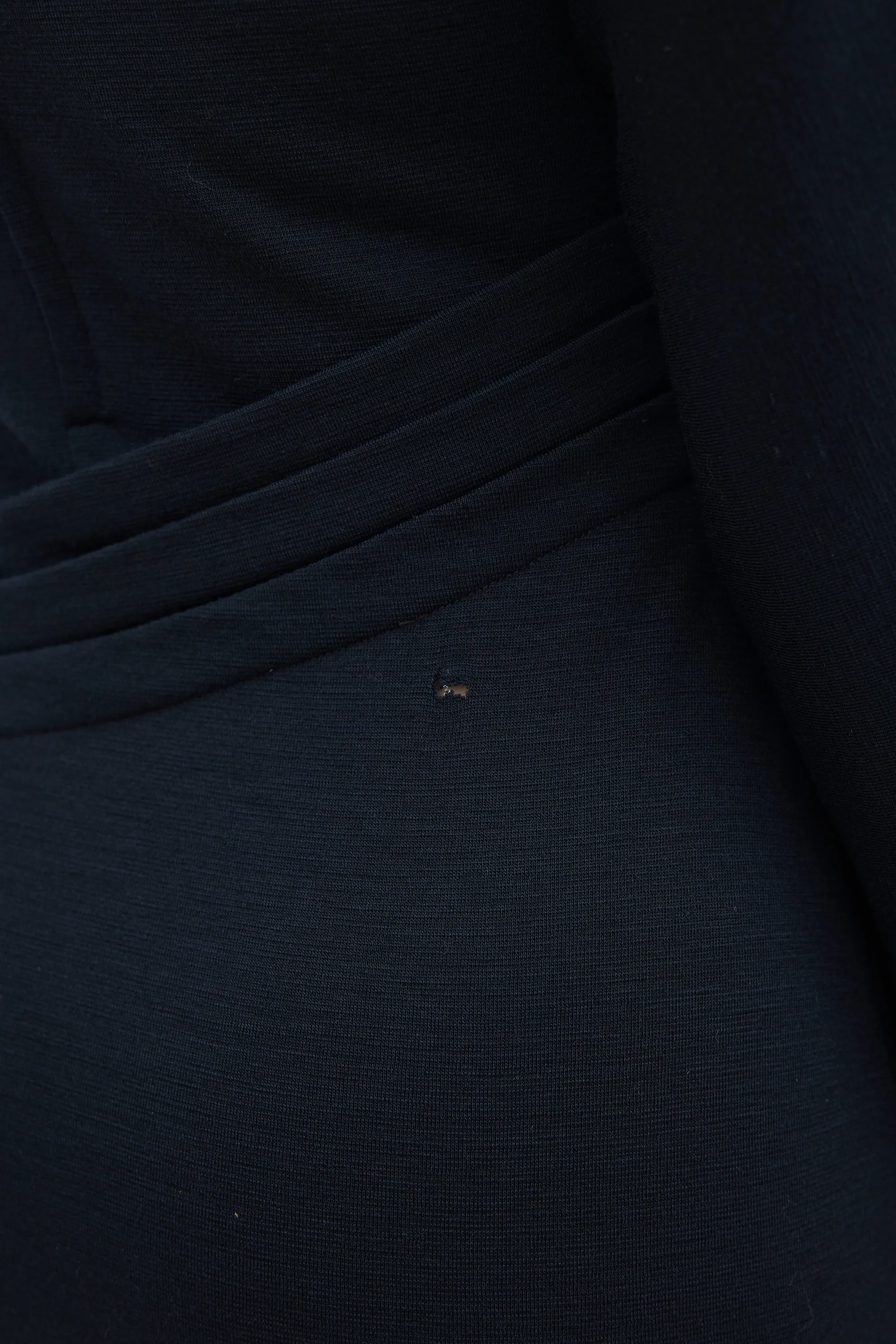 Black Wool Diagonal Pleat Dress