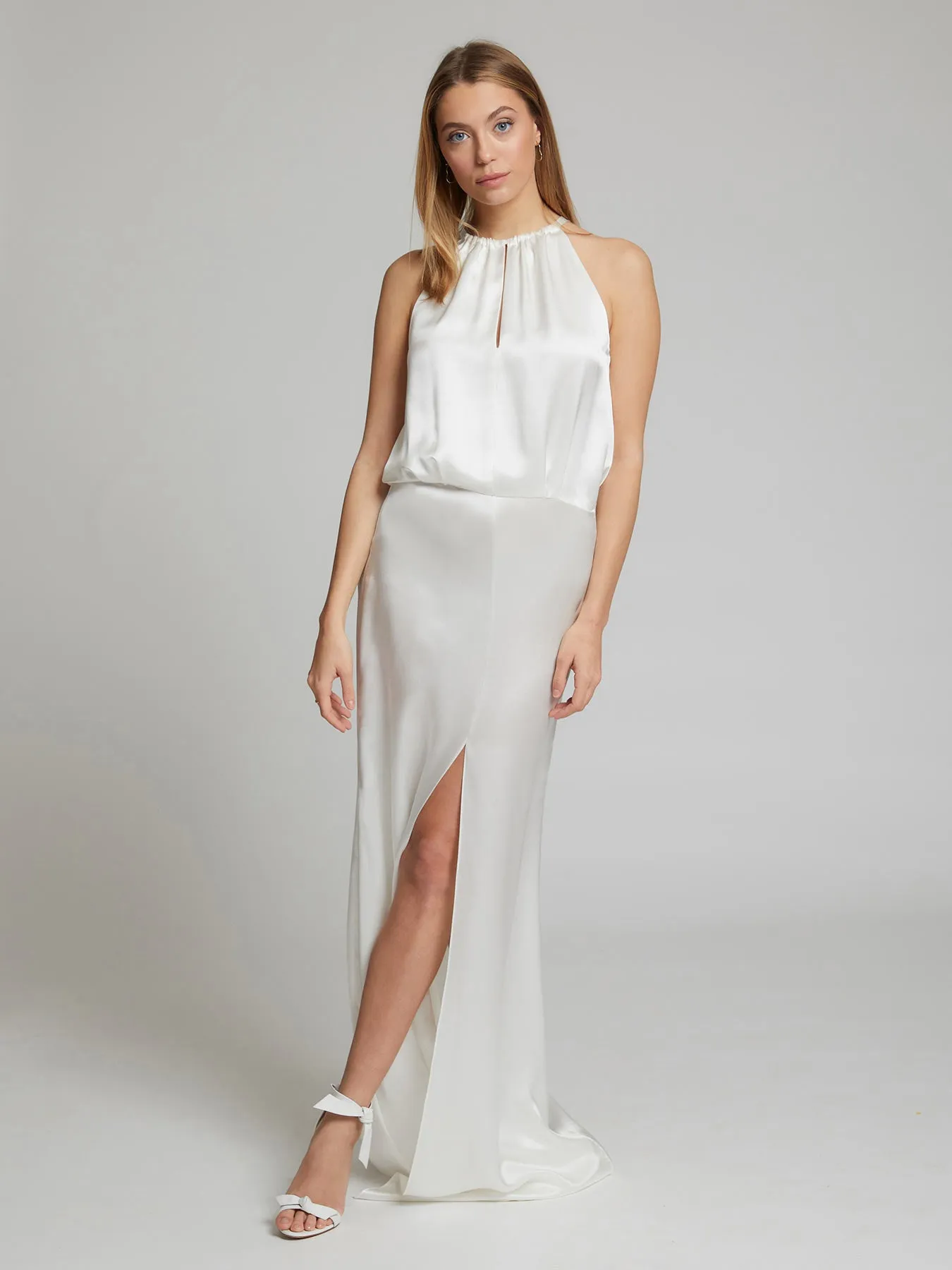 Blair white silk dress