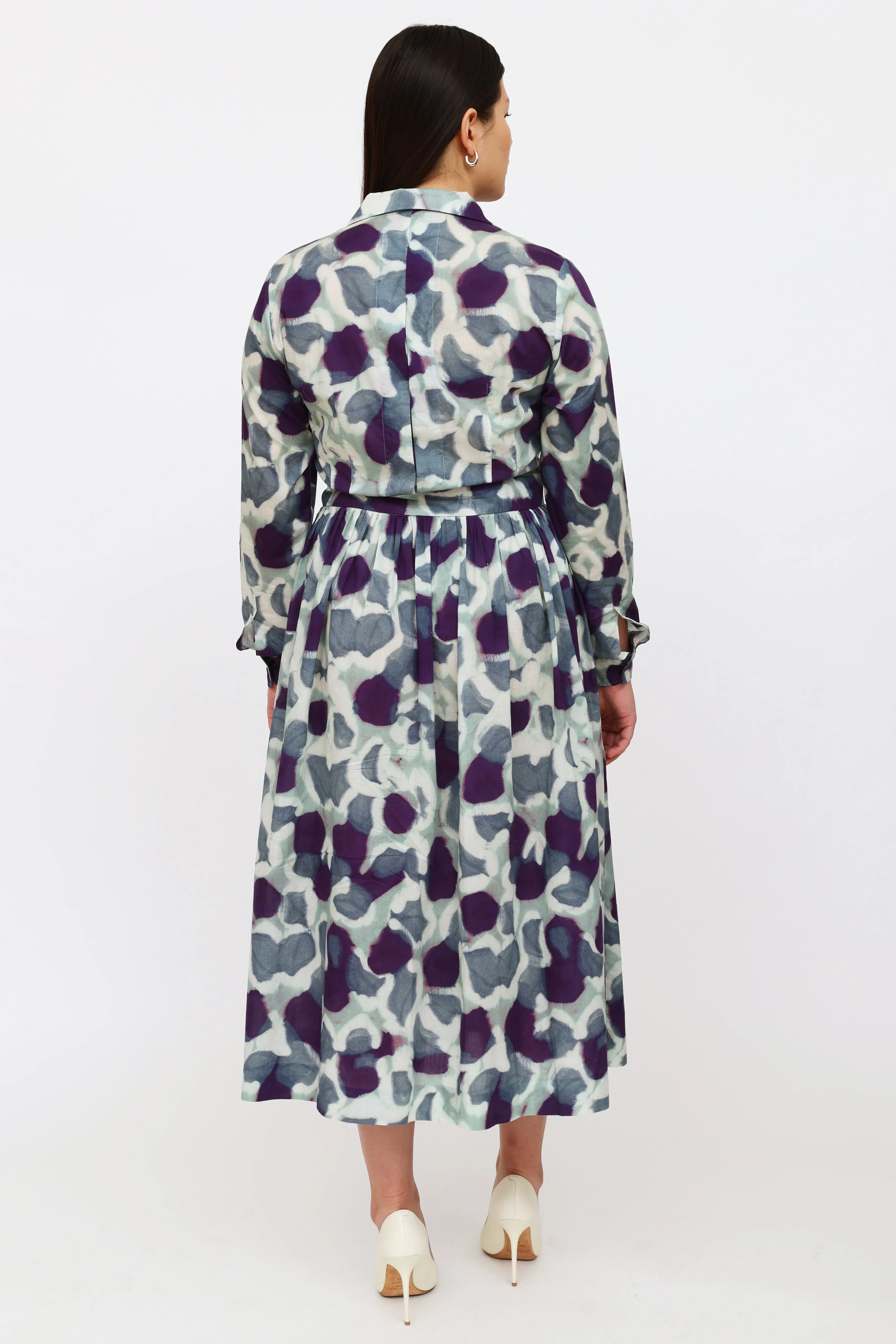 Blue & Purple Print Shirt Dress