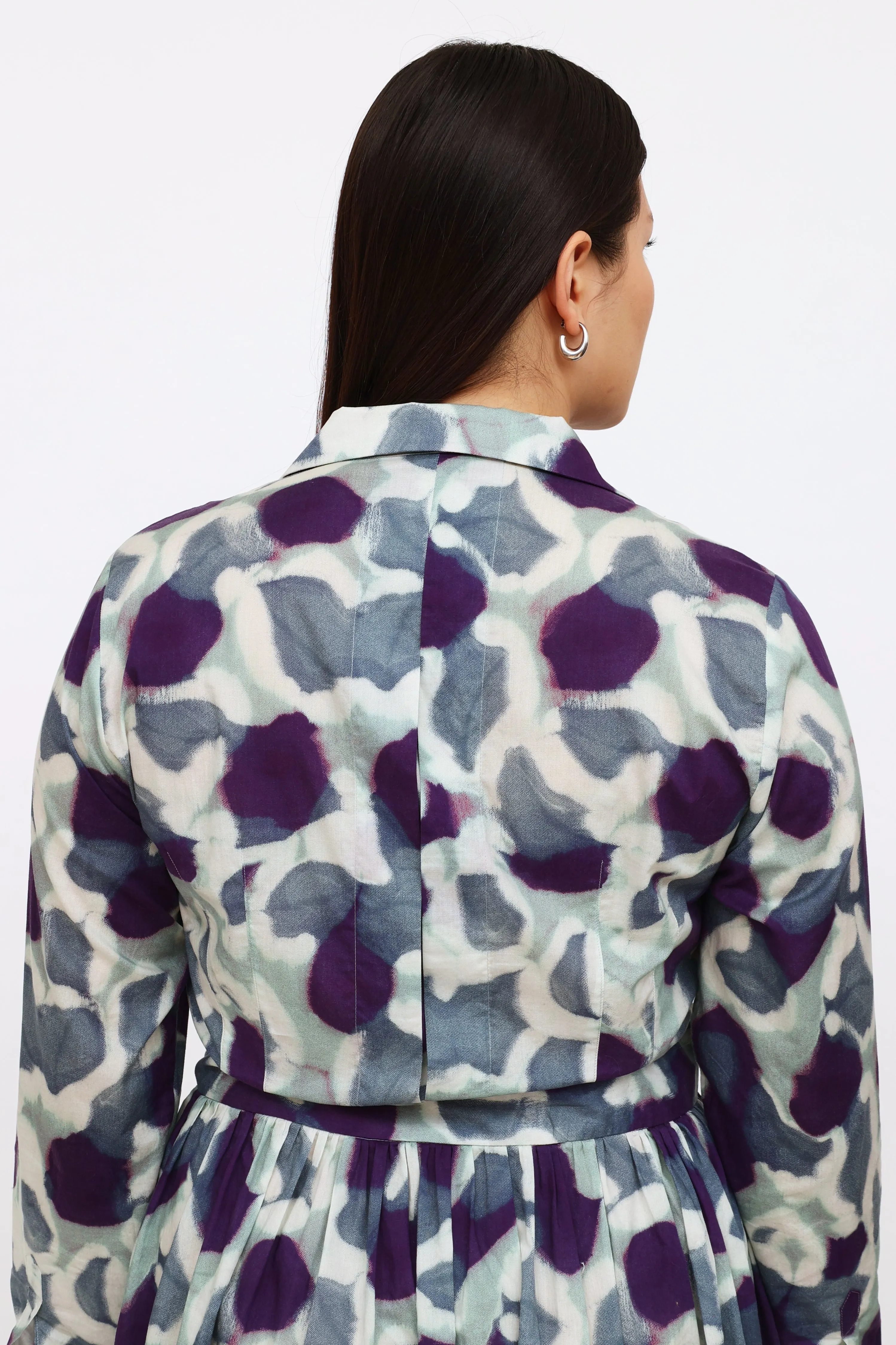 Blue & Purple Print Shirt Dress
