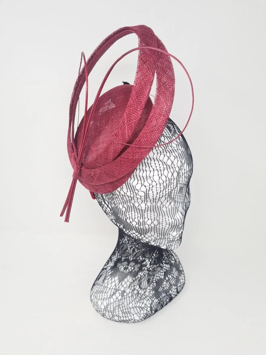 Burgundy Red Disc Hairband Fascinator