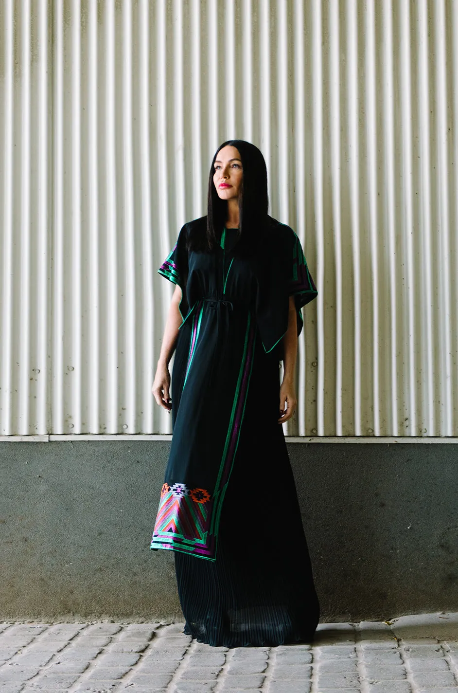 c1970-74 Janice Wainwright Embroidered Caftan Tabard & Skirt Set
