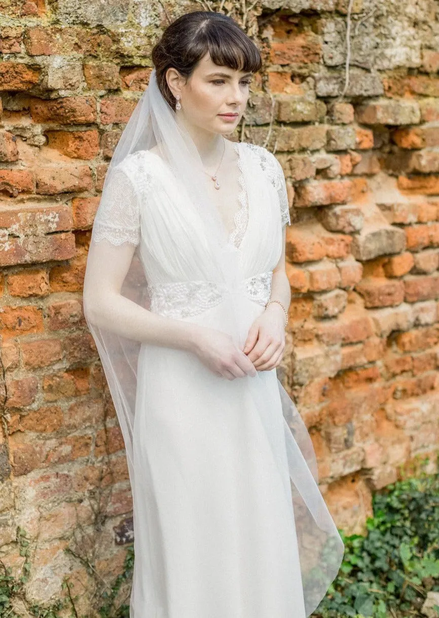 Ceara, Single Layer Tulle Chapel Length Veil