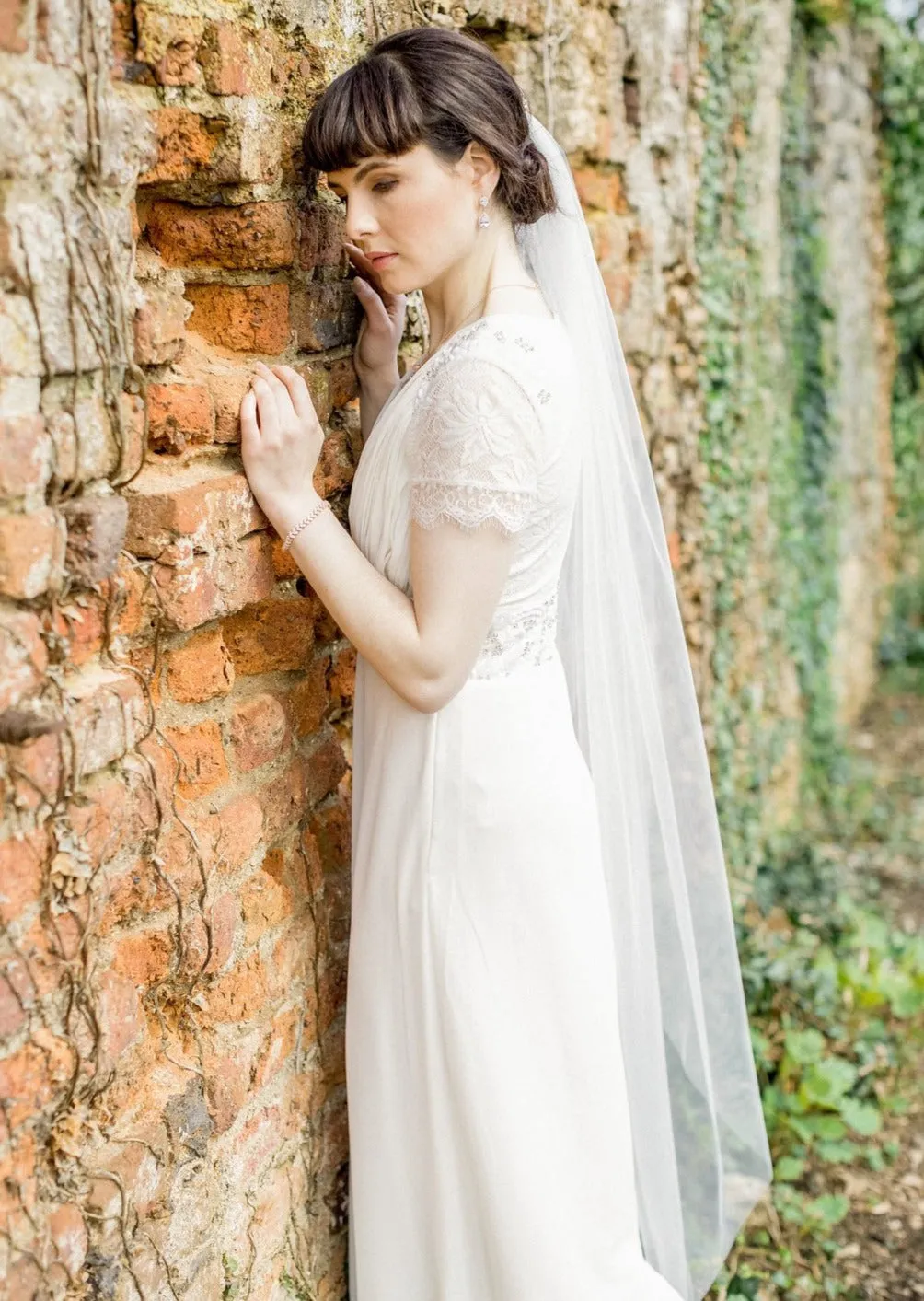 Ceara, Single Layer Tulle Chapel Length Veil