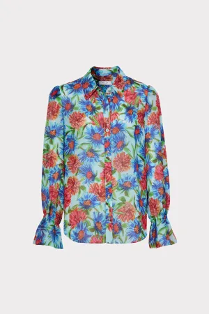 Elysa Painted Dahlia Button Down Top
