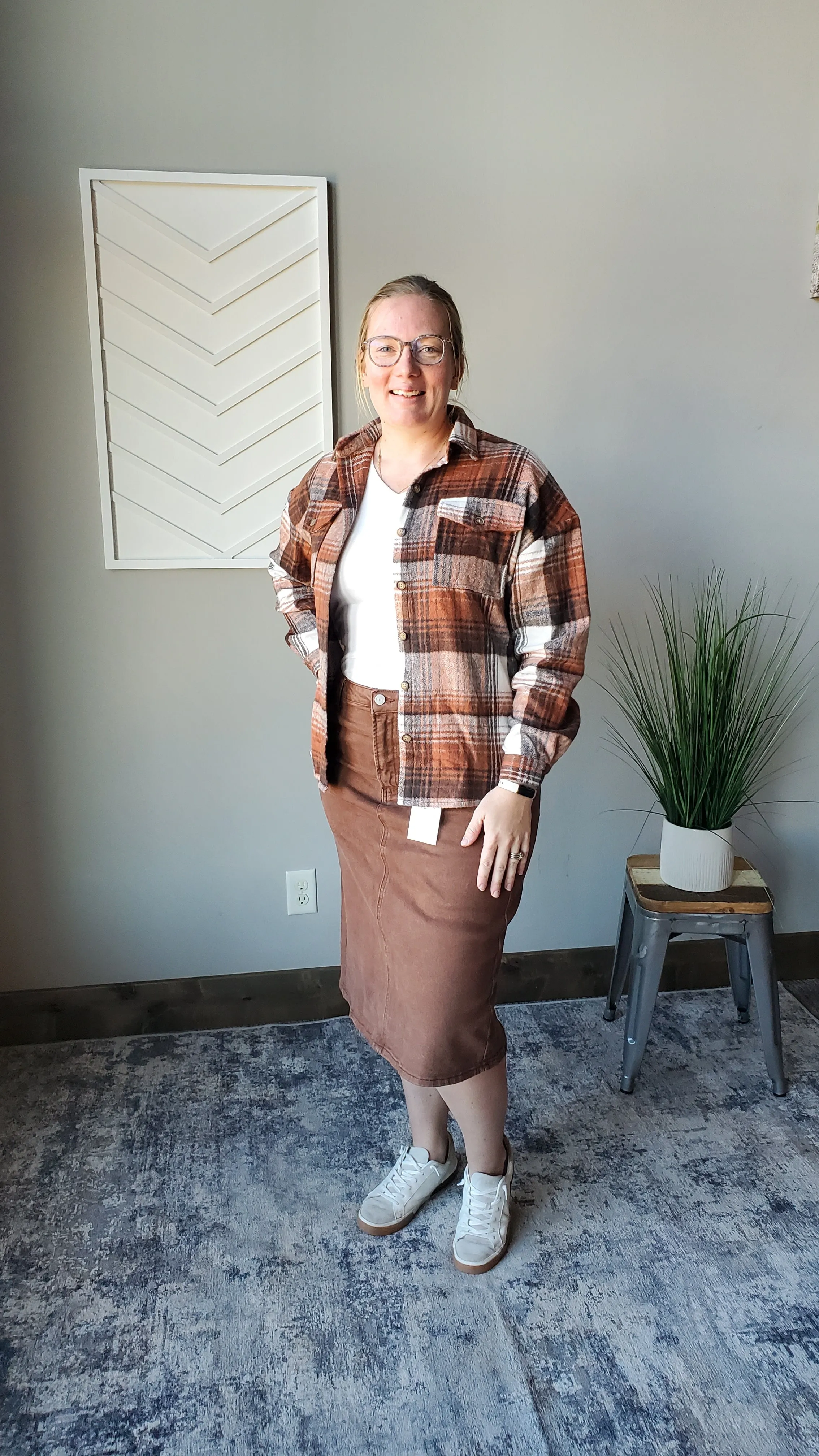 Espresso Brown RISEN Denim Skirt • 1X - 3X PLUS