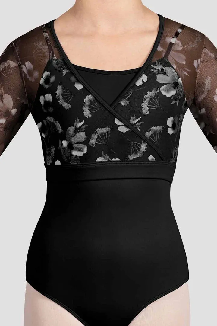 Girls Isobel Floral 3/4 Sleeve Top Black