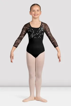 Girls Isobel Floral 3/4 Sleeve Top Black