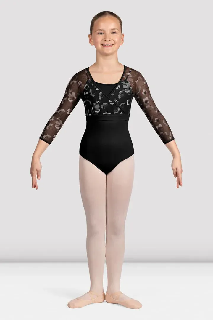 Girls Isobel Floral 3/4 Sleeve Top Black