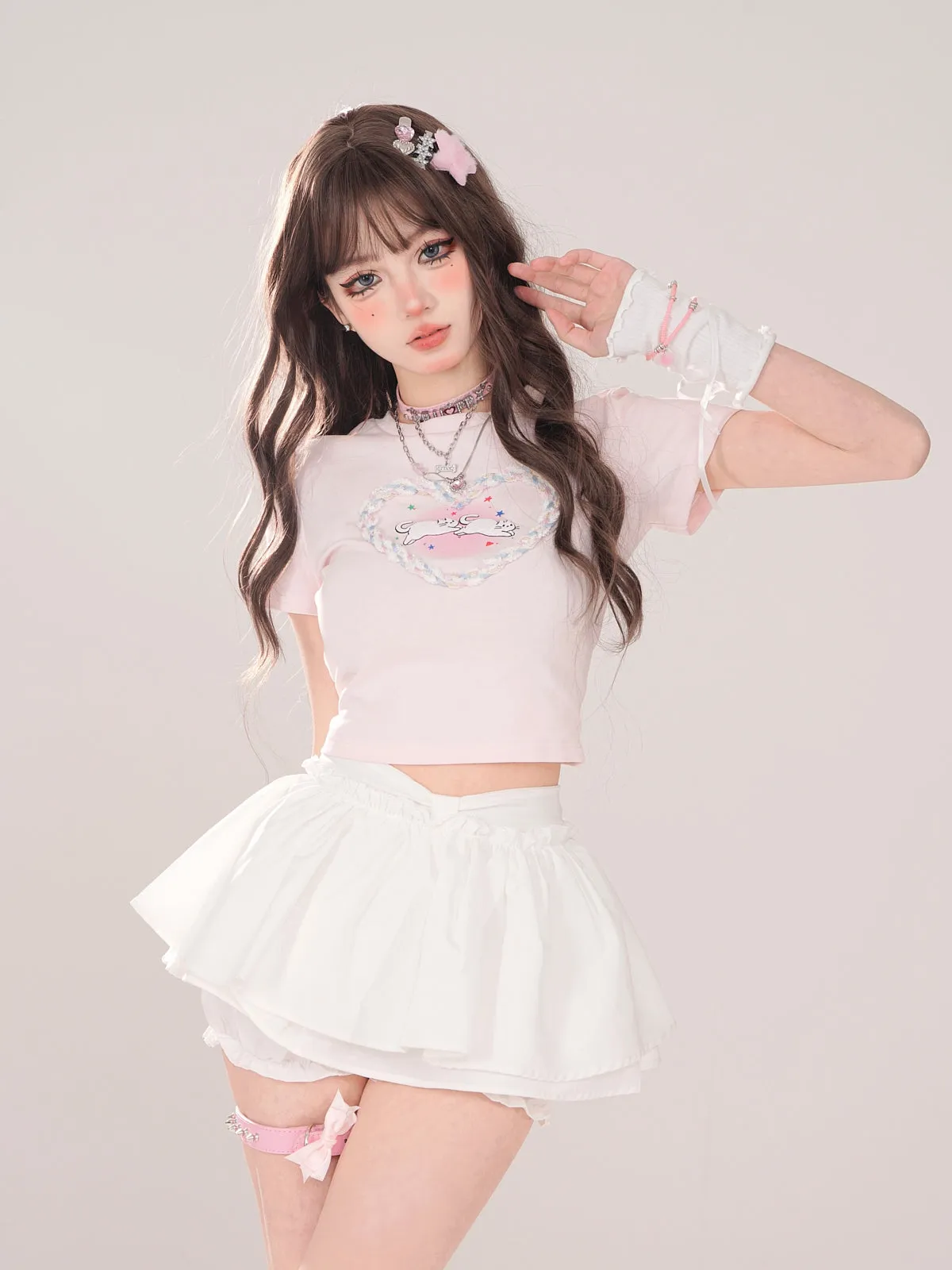 Girly White Skirt Sweet Shorts