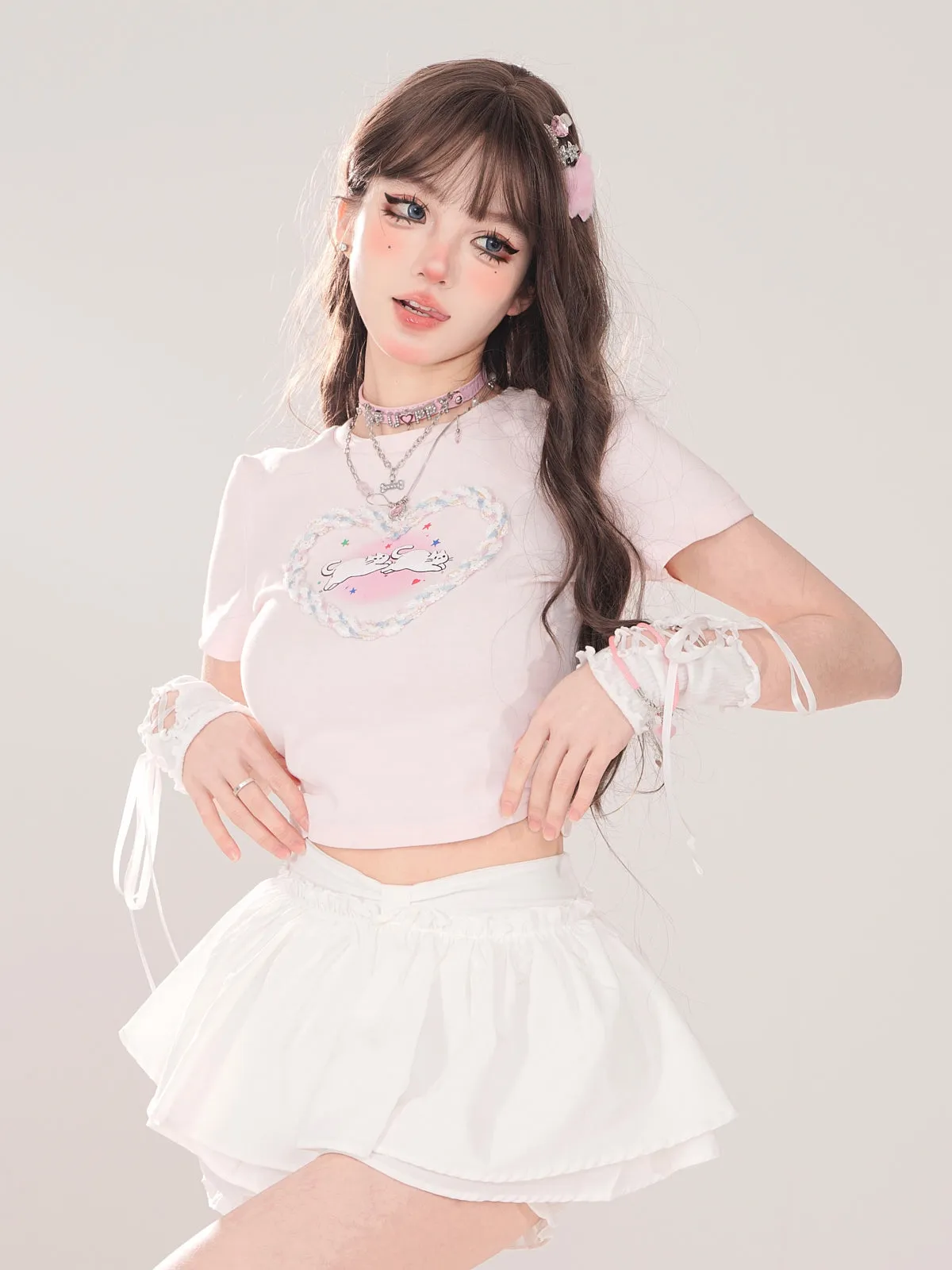 Girly White Skirt Sweet Shorts