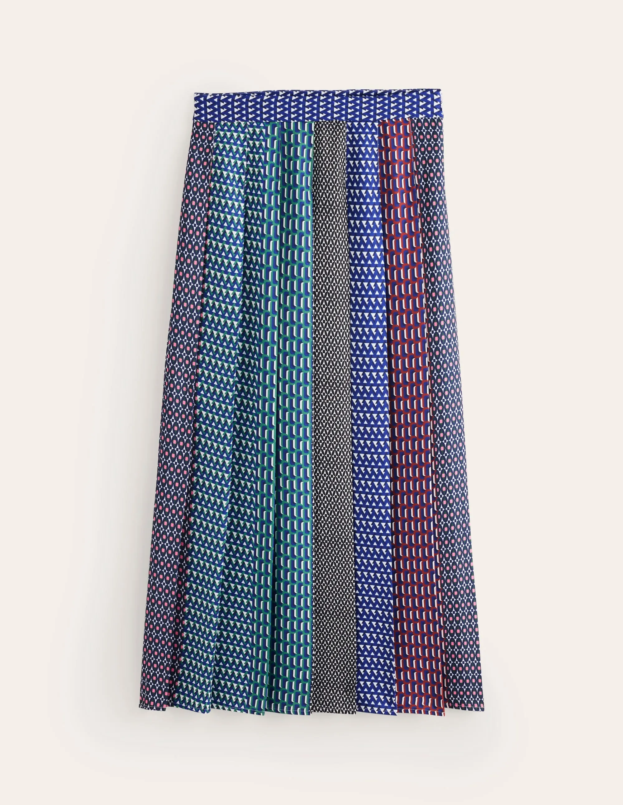 Knife Pleat Midi Skirt-Multi, Geo Mix