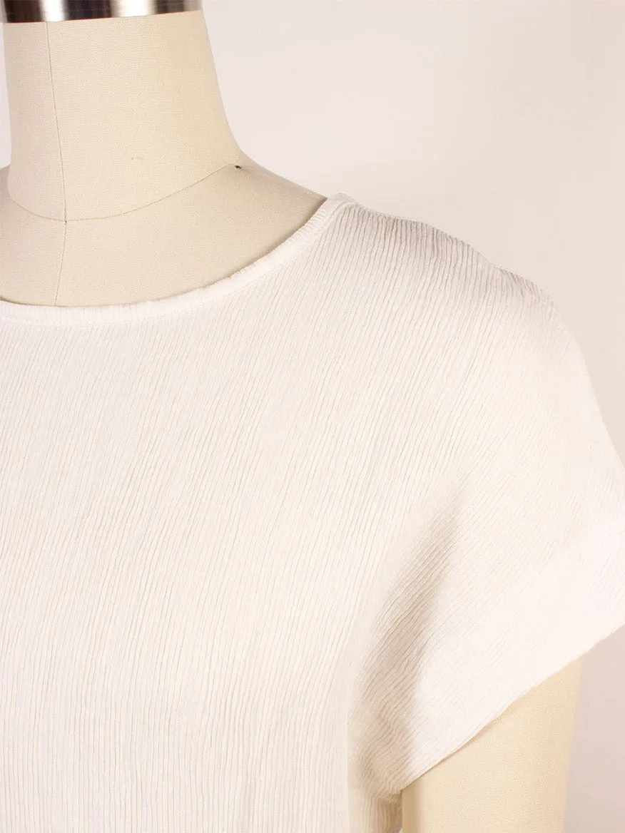 Porto Sabrina Pleated Top in White