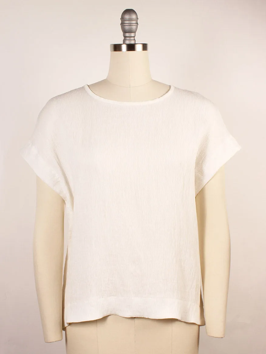 Porto Sabrina Pleated Top in White
