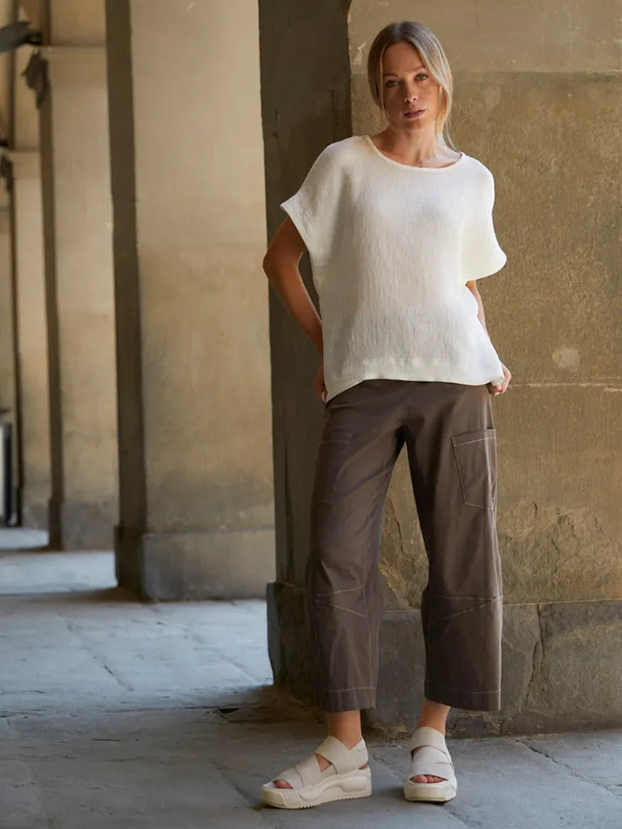 Porto Sabrina Pleated Top in White