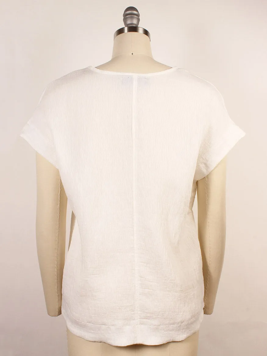 Porto Sabrina Pleated Top in White