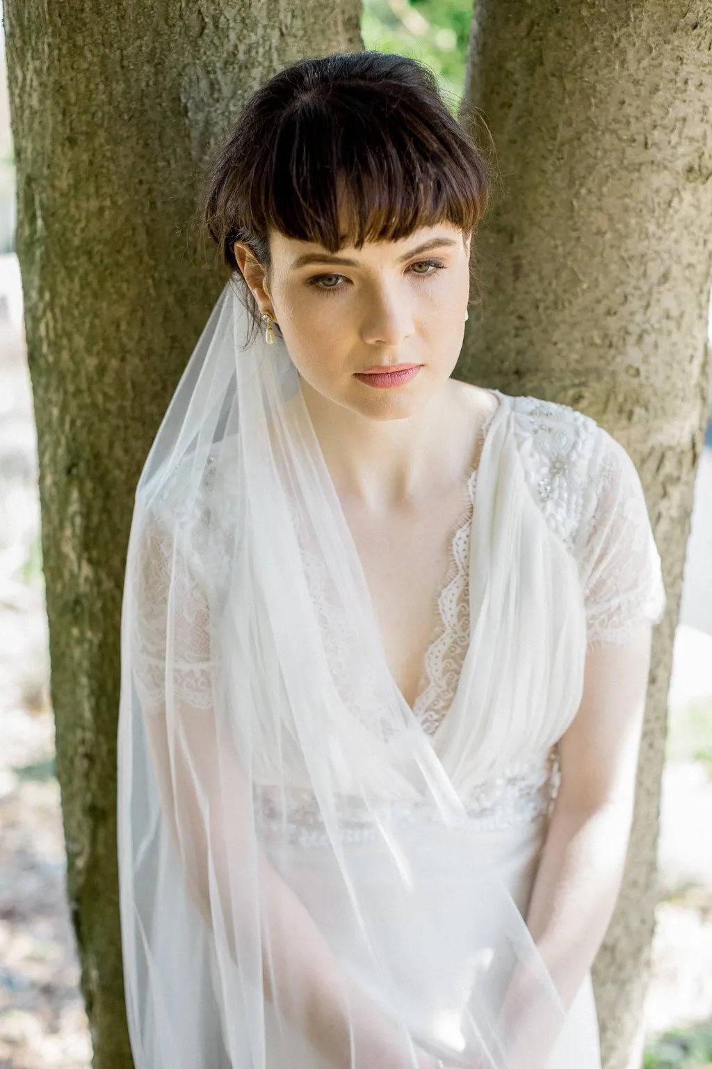 Suki, Tulle Fingertip Single Layer Veil