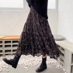 UAKISS  -  Women's Midi Skirt Floral Ditsy Flared Long Skirt Ladies Vintage Boho Spring Summer Fairycore Aesthetic Outfit